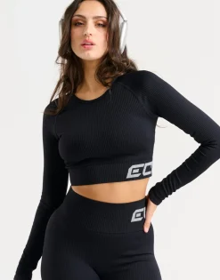 Best ECHT Arise Comfort Cropped Long Sleeve Black