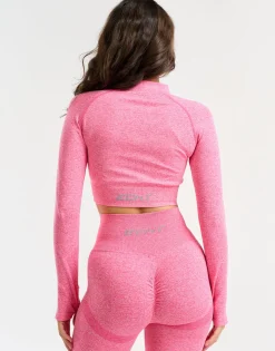 Clearance ECHT Arise Essential Zip-Up Long Sleeve Pink