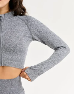 Fashion ECHT Arise Essential Zip-Up Long Sleeve Charcoal