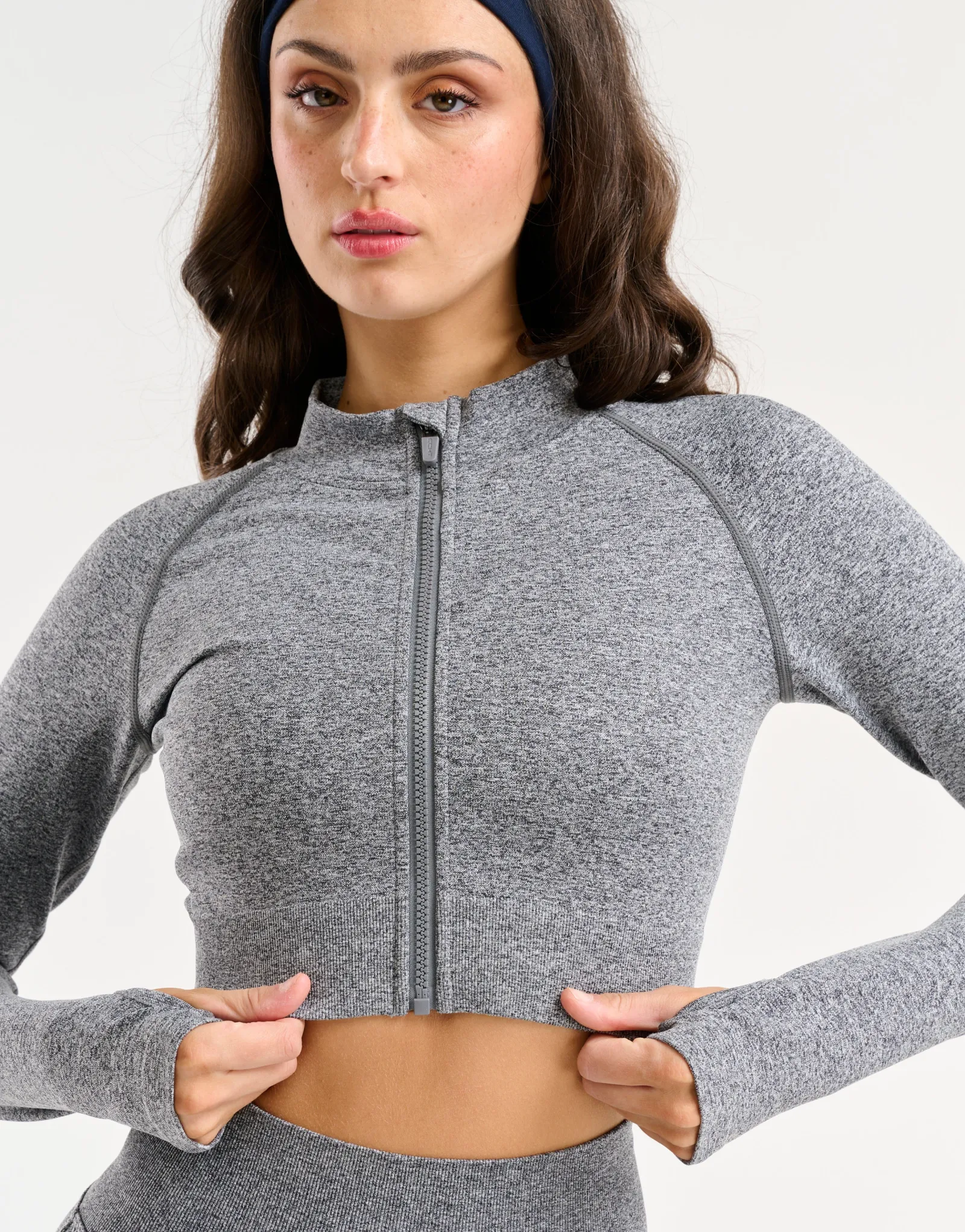 Fashion ECHT Arise Essential Zip-Up Long Sleeve Charcoal