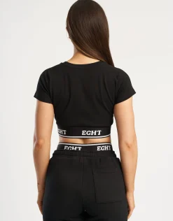 Fashion ECHT Bubble Banded Top Black
