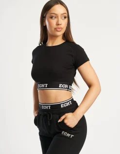 Clearance ECHT Bubble Banded Top Black