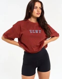 Online ECHT College Oversize Tee Brown