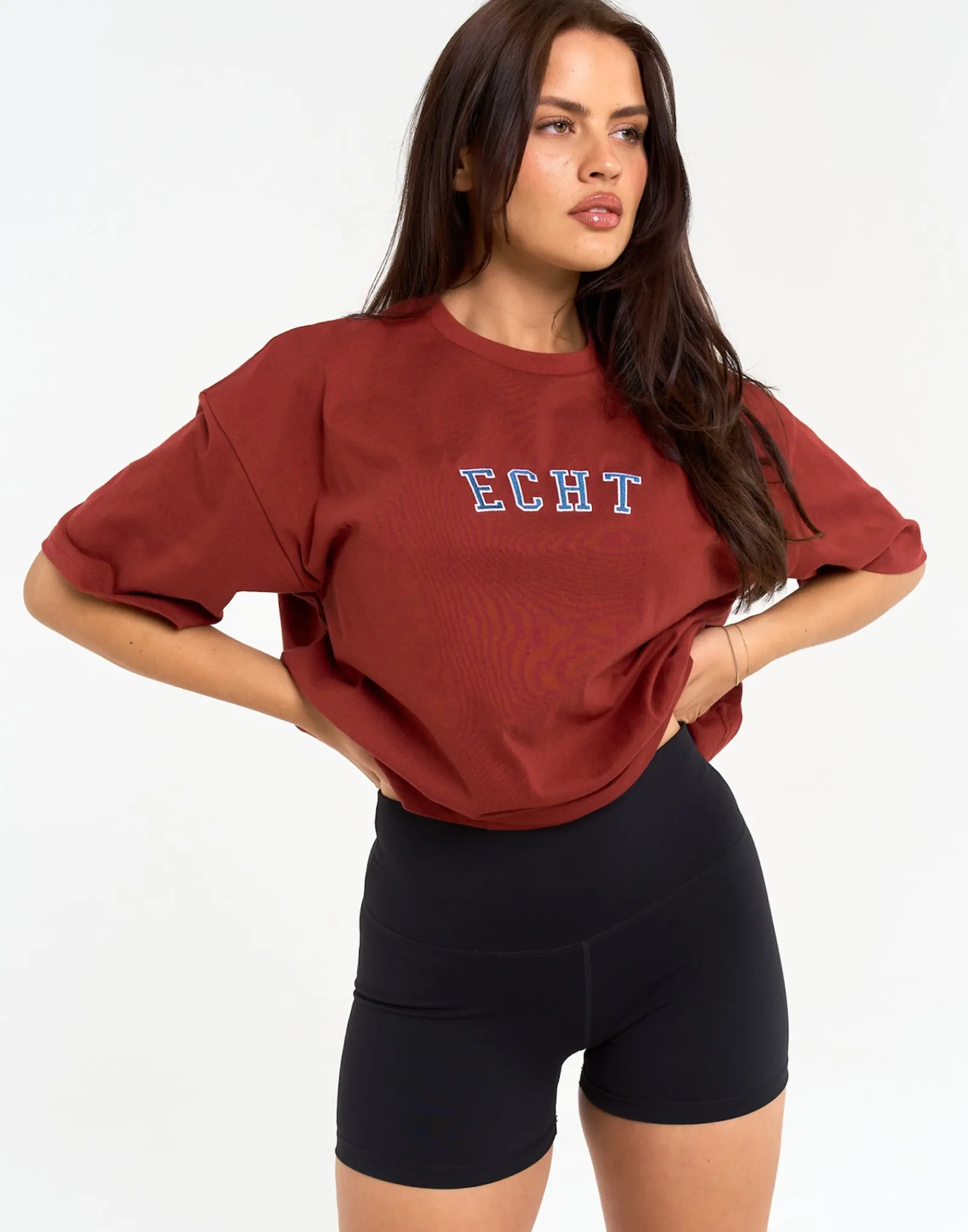 Online ECHT College Oversize Tee Brown