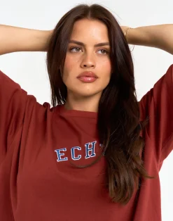 Online ECHT College Oversize Tee Brown