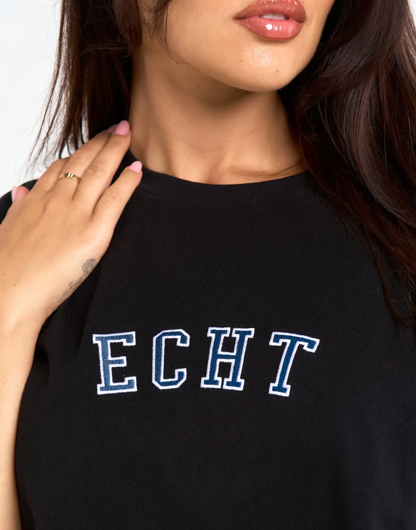 Sale ECHT College Oversize Tee Black