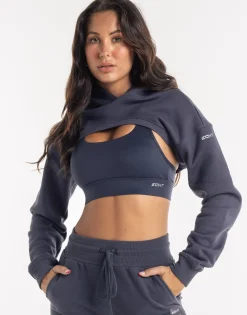 Sale ECHT Cropped High Cut Hoodie Smoke Grey