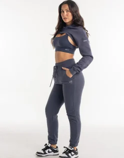 Sale ECHT Cropped High Cut Hoodie Smoke Grey