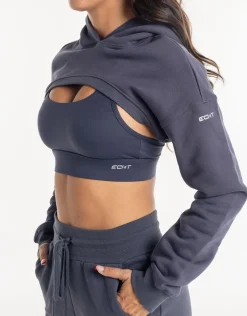 Sale ECHT Cropped High Cut Hoodie Smoke Grey