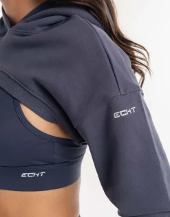 Sale ECHT Cropped High Cut Hoodie Smoke Grey