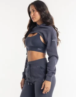 Sale ECHT Cropped High Cut Hoodie Smoke Grey