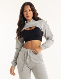 Online ECHT Cropped High Cut Hoodie Heather Grey