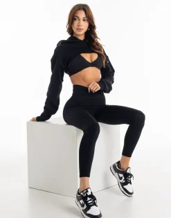 Hot ECHT Cropped High Cut Hoodie Black