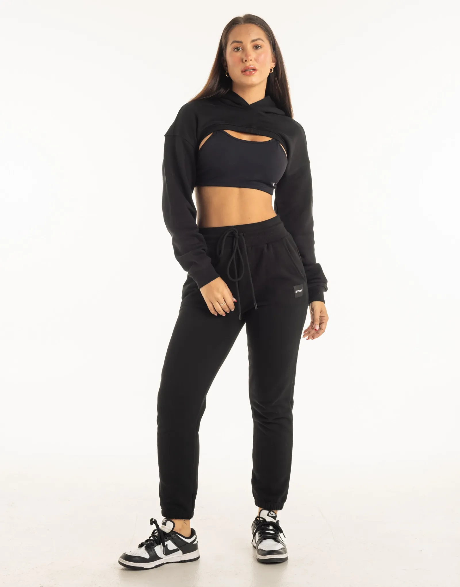 Hot ECHT Cropped High Cut Hoodie Black