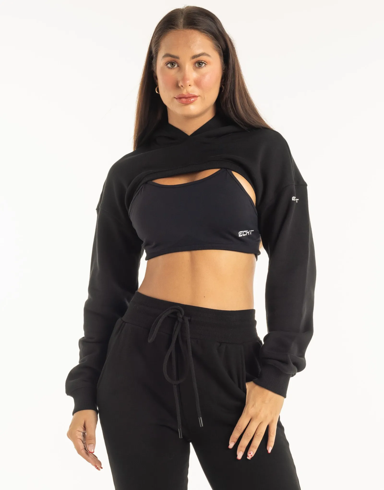 Hot ECHT Cropped High Cut Hoodie Black