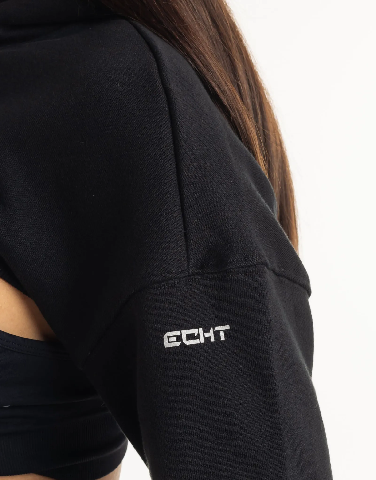 Hot ECHT Cropped High Cut Hoodie Black
