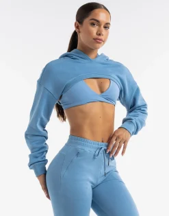 Hot ECHT Cropped High Cut Hoodie Process Blue