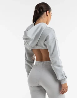 Outlet ECHT Cropped High Cut Hoodie Micro Grey