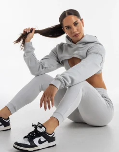 Outlet ECHT Cropped High Cut Hoodie Micro Grey