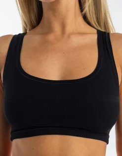 Clearance ECHT Cropped Ribbed Tank Black
