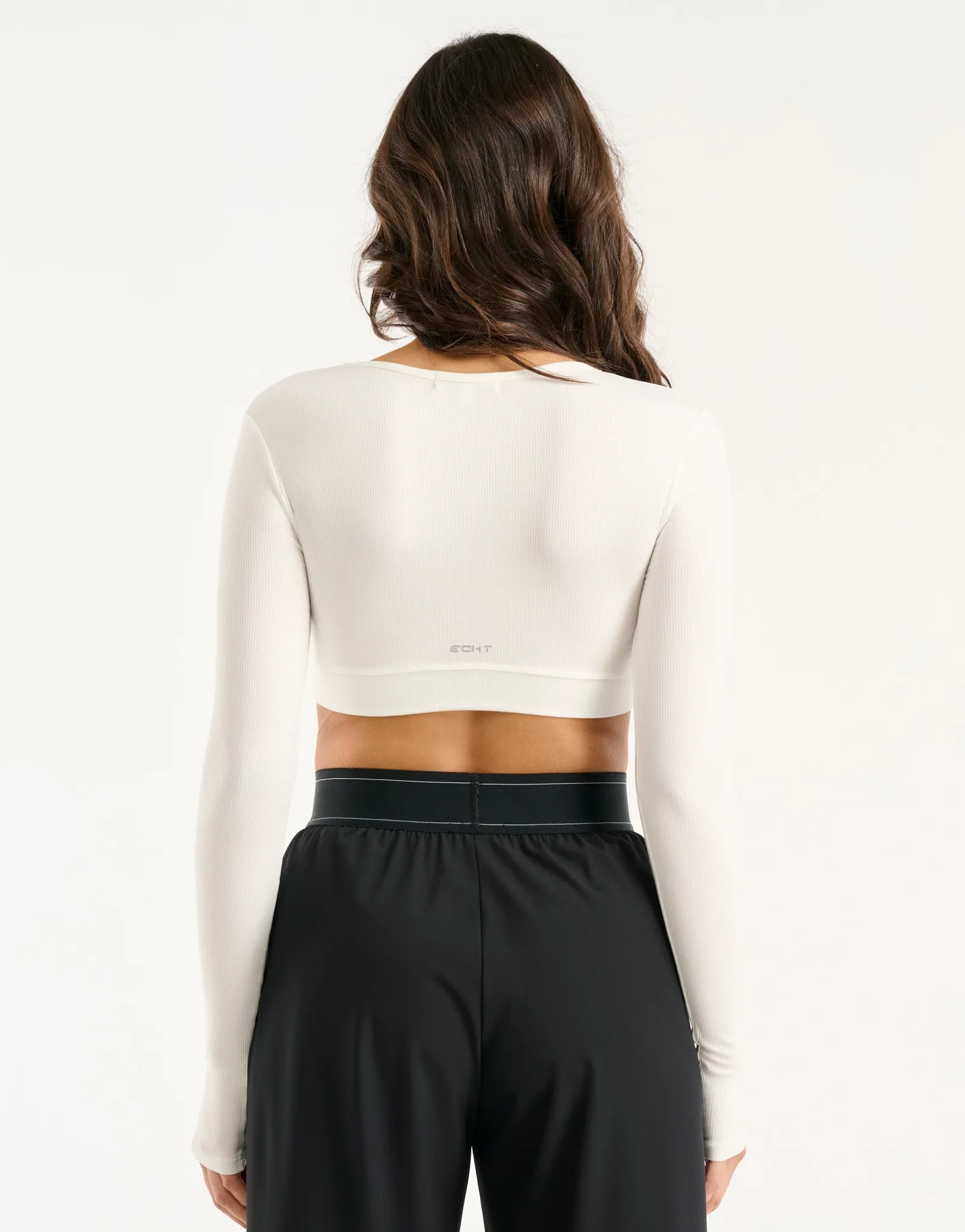 Sale ECHT Ribbed Cropped Long Sleeve White