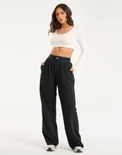 Sale ECHT Ribbed Cropped Long Sleeve White