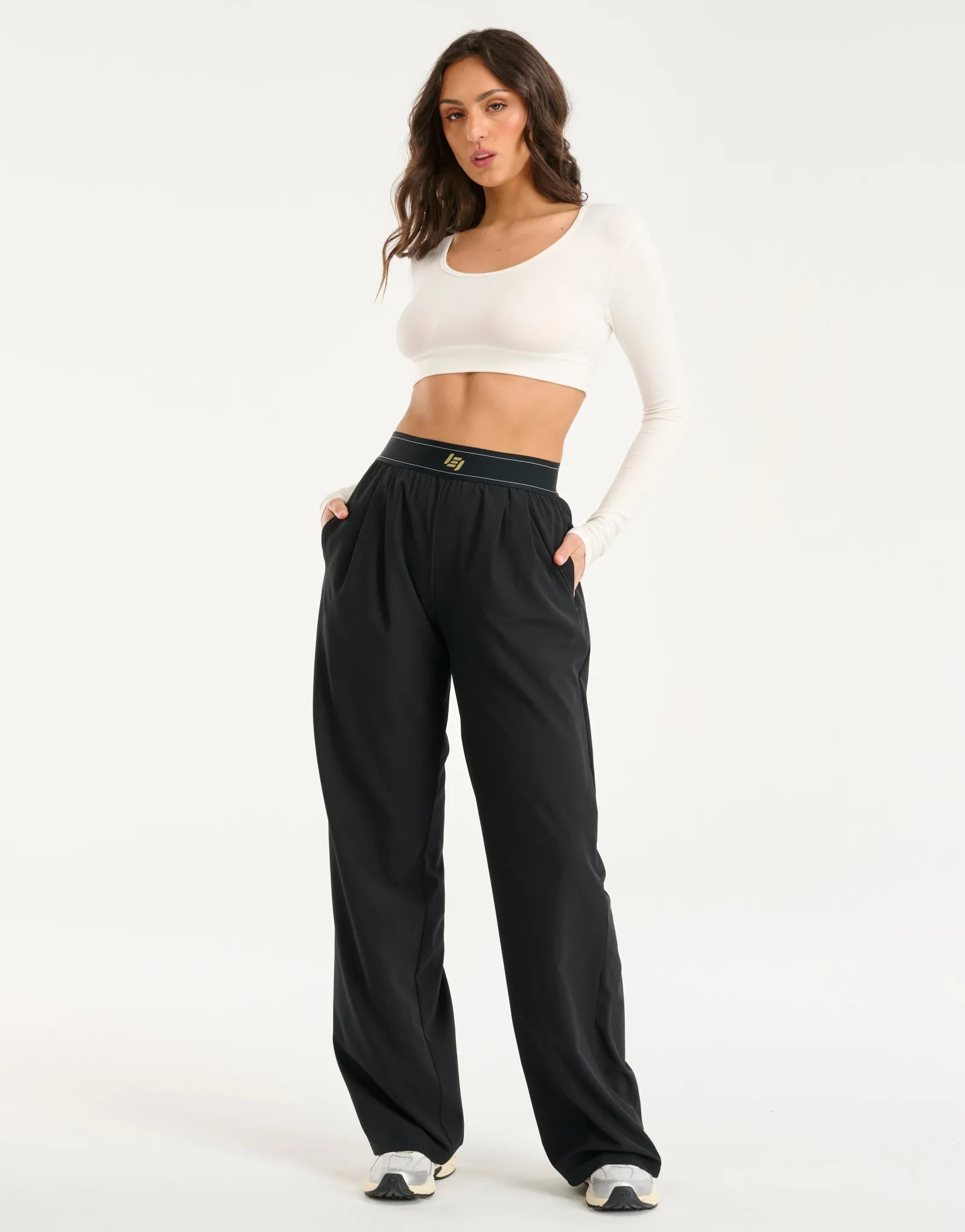 Sale ECHT Ribbed Cropped Long Sleeve White