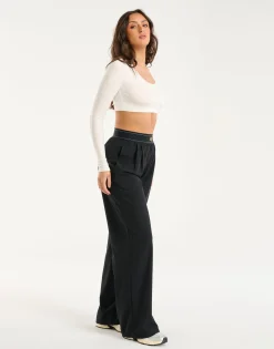 Sale ECHT Ribbed Cropped Long Sleeve White