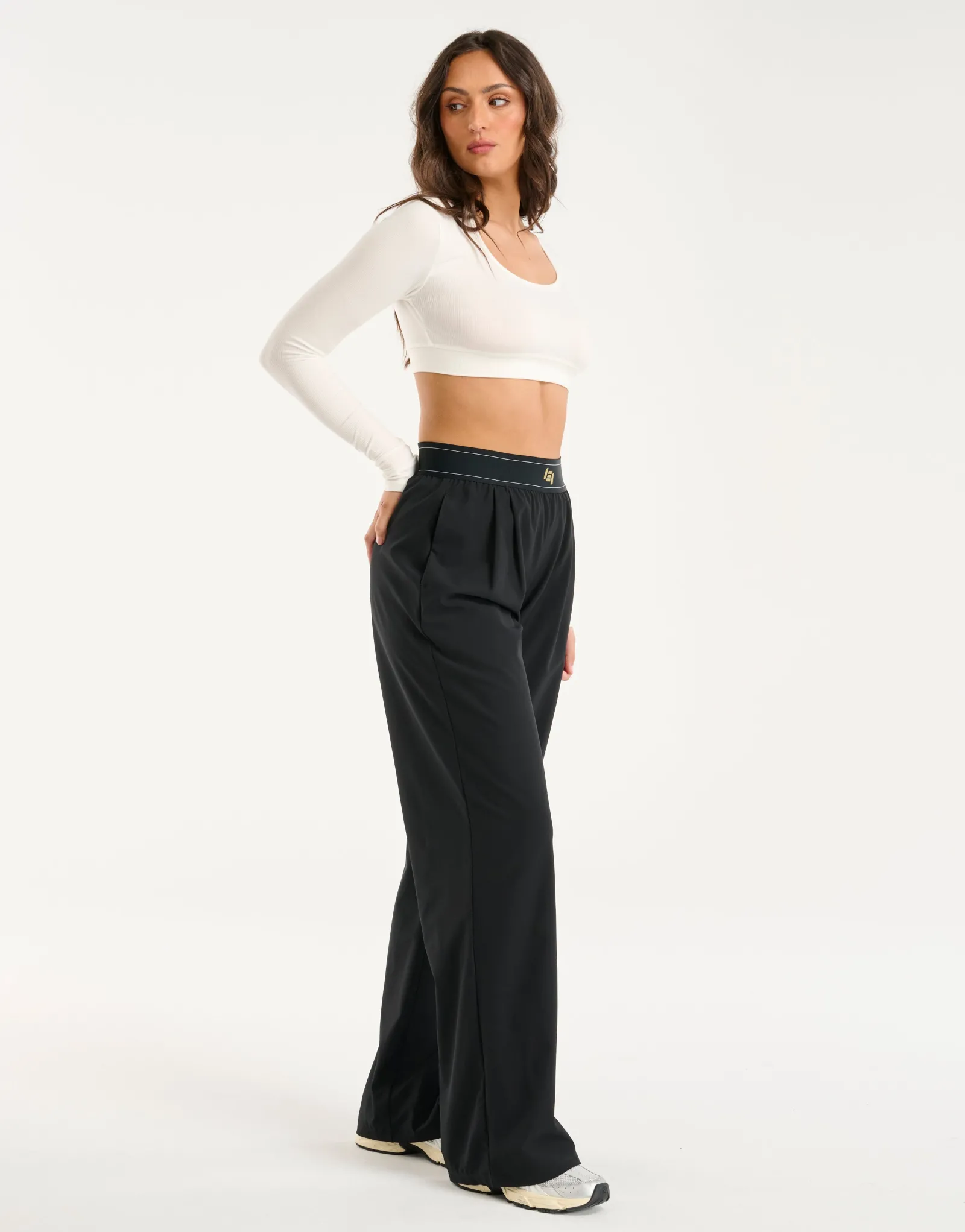 Sale ECHT Ribbed Cropped Long Sleeve White