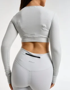 Fashion ECHT Ribbed Cropped Long Sleeve Micro Grey