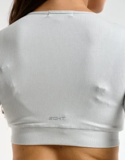 Fashion ECHT Ribbed Cropped Long Sleeve Micro Grey