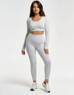Fashion ECHT Ribbed Cropped Long Sleeve Micro Grey