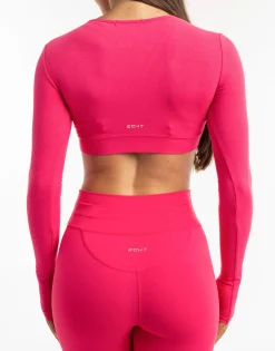 Sale ECHT Ribbed Cropped Long Sleeve Bright Pink
