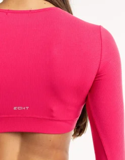Sale ECHT Ribbed Cropped Long Sleeve Bright Pink