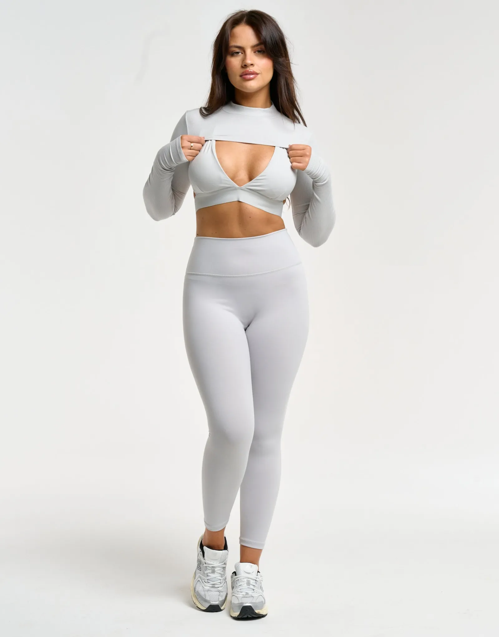 Outlet ECHT Ribbed High Cut Long Sleeve Micro Grey