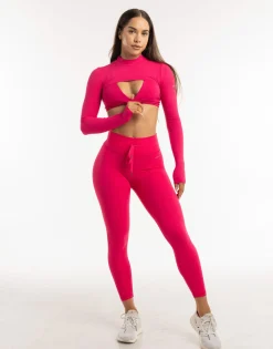 Sale ECHT Ribbed High Cut Long Sleeve Bright Pink