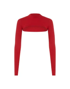 Fashion ECHT Ribbed High Cut Long Sleeve Scarlet Red