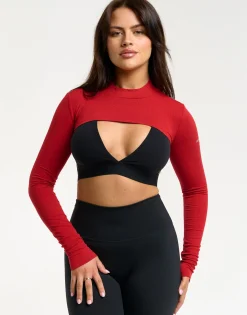 Fashion ECHT Ribbed High Cut Long Sleeve Scarlet Red