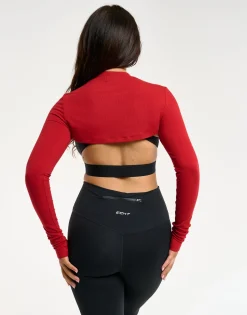 Fashion ECHT Ribbed High Cut Long Sleeve Scarlet Red
