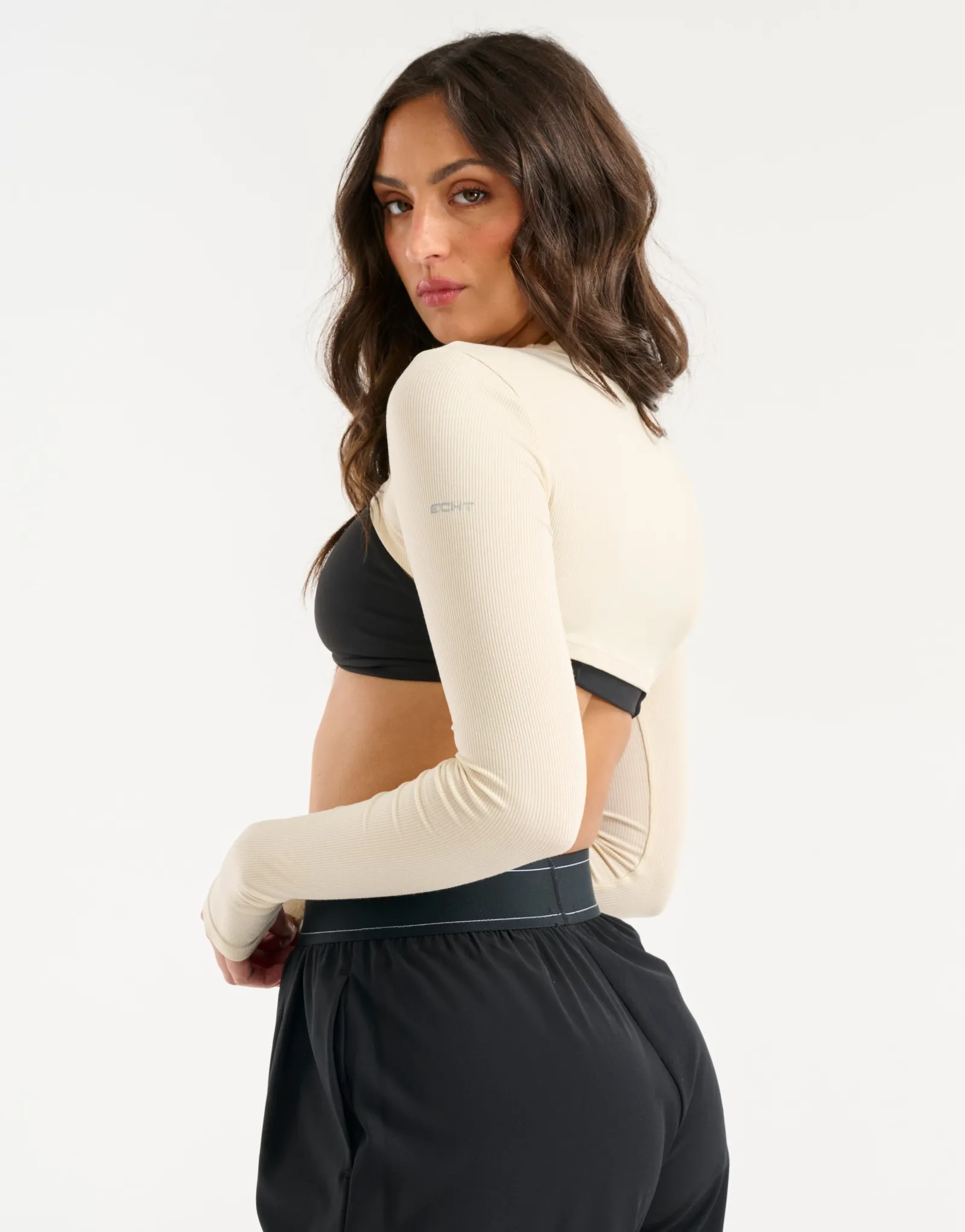 Hot ECHT Ribbed High Cut Long Sleeve Taupe