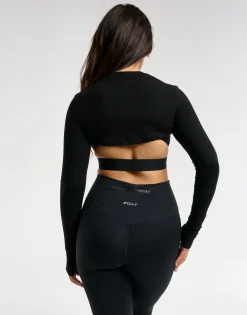 Discount ECHT Ribbed High Cut Long Sleeve Black