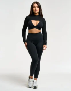 Discount ECHT Ribbed High Cut Long Sleeve Black
