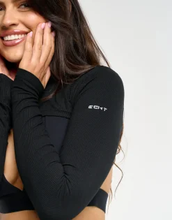 Discount ECHT Ribbed High Cut Long Sleeve Black