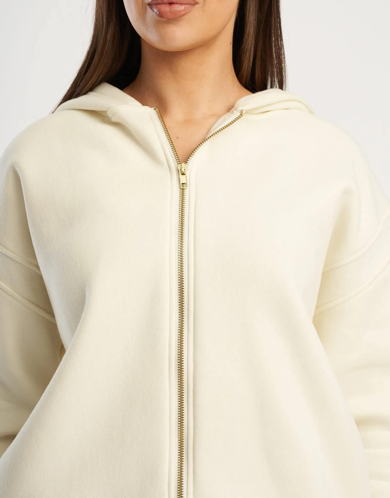 Fashion ECHT Essential Zip-Up Hoodie Cannoli Cream