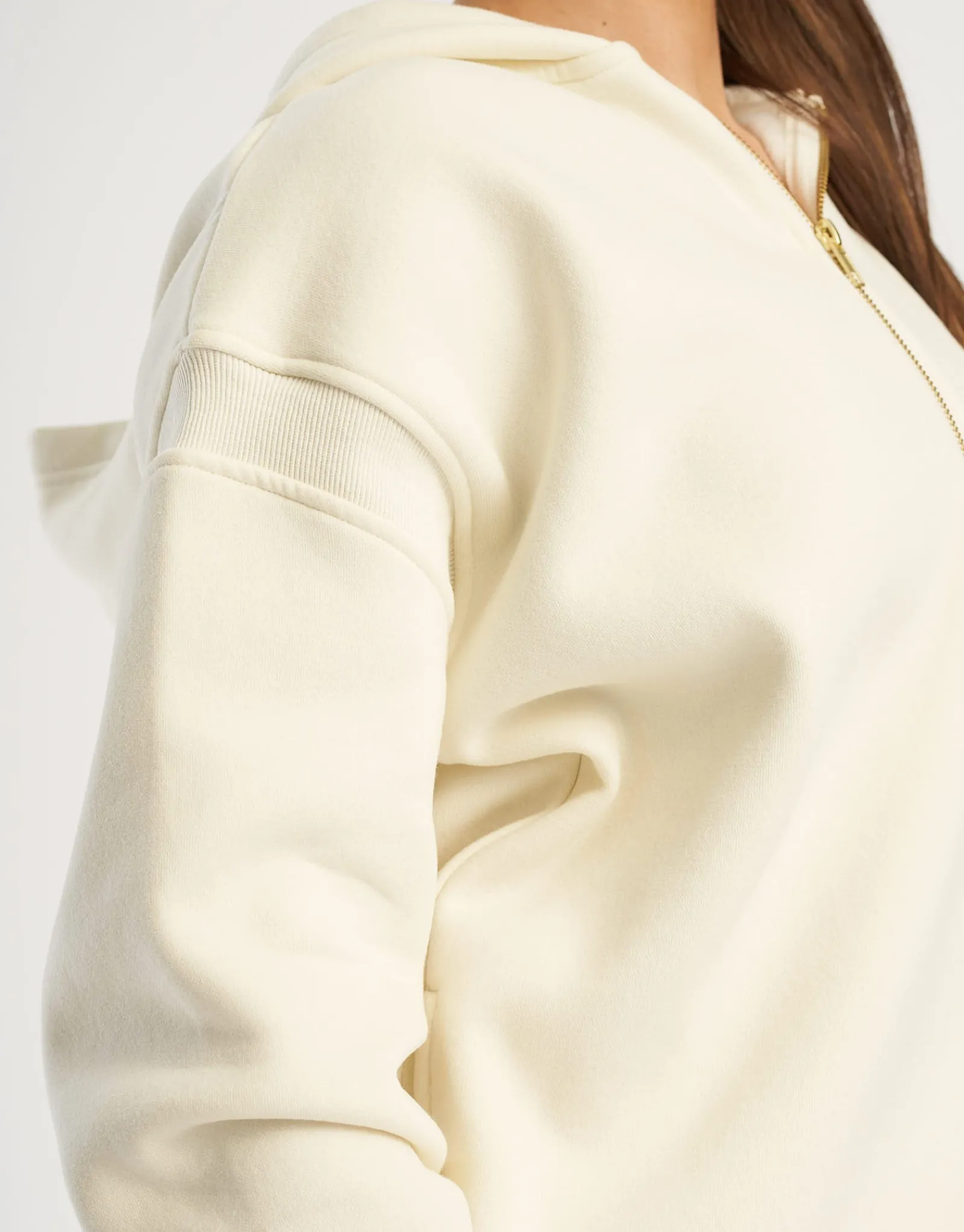 Fashion ECHT Essential Zip-Up Hoodie Cannoli Cream