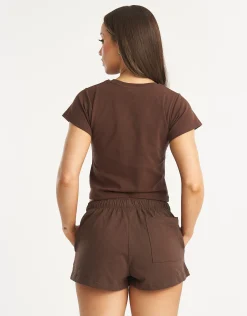 New ECHT Flag Baby Tee Fudge Brown