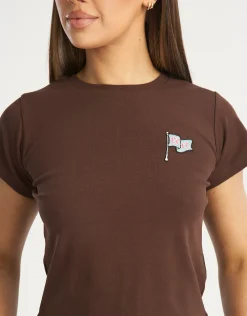 New ECHT Flag Baby Tee Fudge Brown