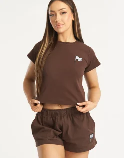 Online ECHT Flag Baby Tee Fudge Brown