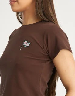 Online ECHT Flag Baby Tee Fudge Brown