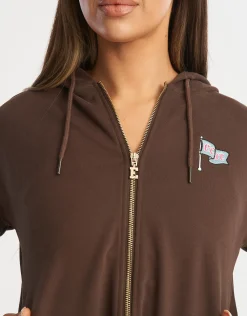 Outlet ECHT Flag Zip-Up Jacket Fudge Brown
